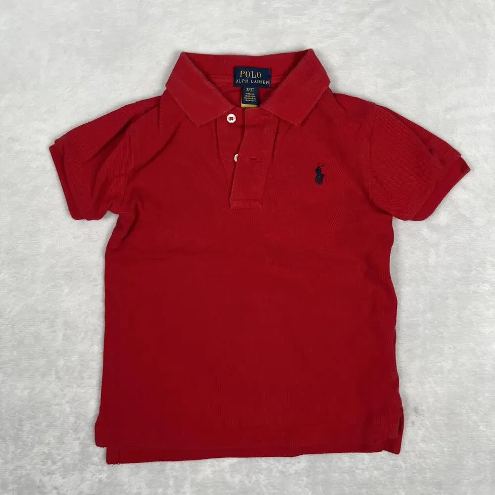 Polo Ralph Lauren Polo Shirt Kids 3T Red Short Sleeve Pony Logo Knit Casual